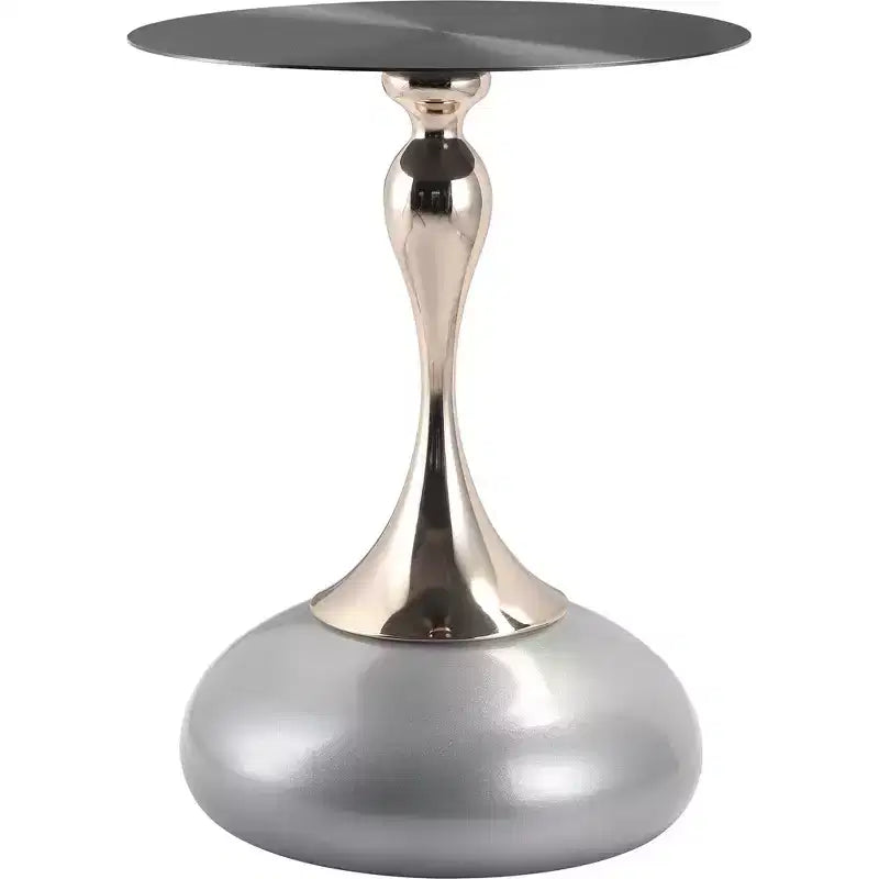 Table d'appoint LeisureMod Savoy moderne sur pied - Acier inoxydable noir