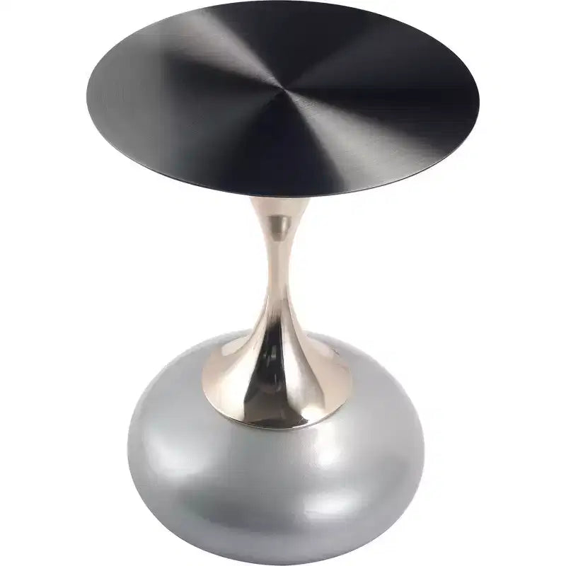Table d'appoint LeisureMod Savoy moderne sur pied - Acier inoxydable noir