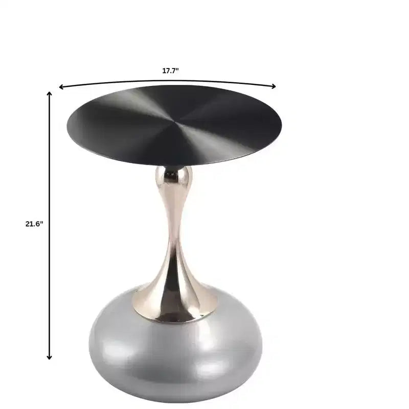 Table d'appoint LeisureMod Savoy moderne sur pied - Acier inoxydable noir
