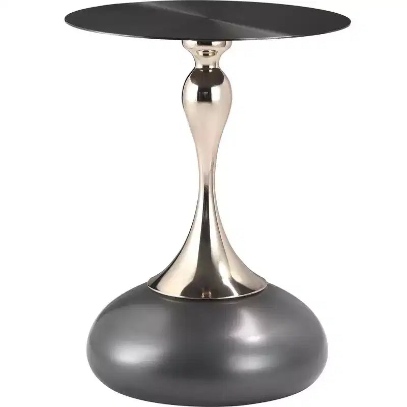 Table d'appoint LeisureMod Savoy moderne sur pied - Acier inoxydable noir
