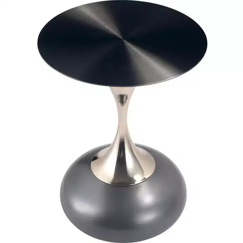 Table d'appoint LeisureMod Savoy moderne sur pied - Acier inoxydable noir