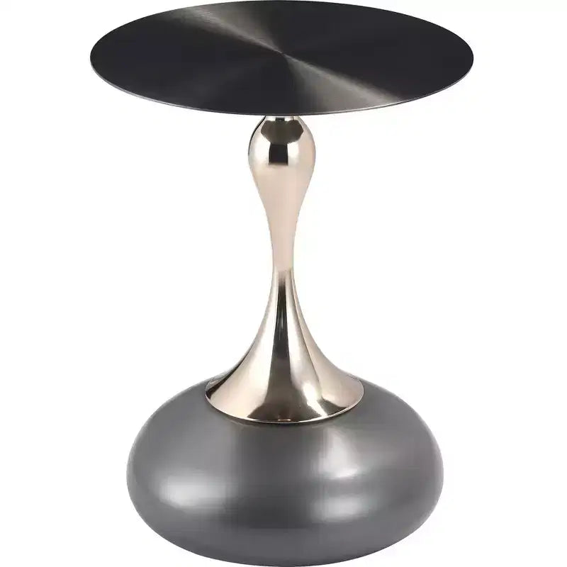 LeisureMod Savoy Modern Pedestal End Table - Black Stainless Steel Accent Table