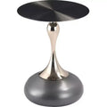 LeisureMod Savoy Modern Pedestal End Table - Black Stainless Steel Accent Table