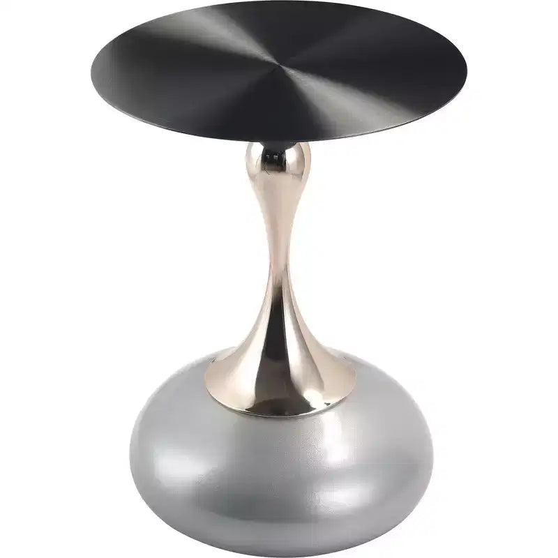 Table d'appoint LeisureMod Savoy moderne sur pied - Acier inoxydable noir