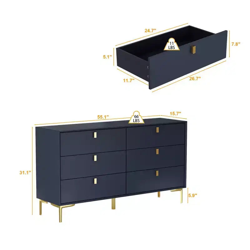 Commode de rangement Famapy à 6 tiroirs, commode moderne