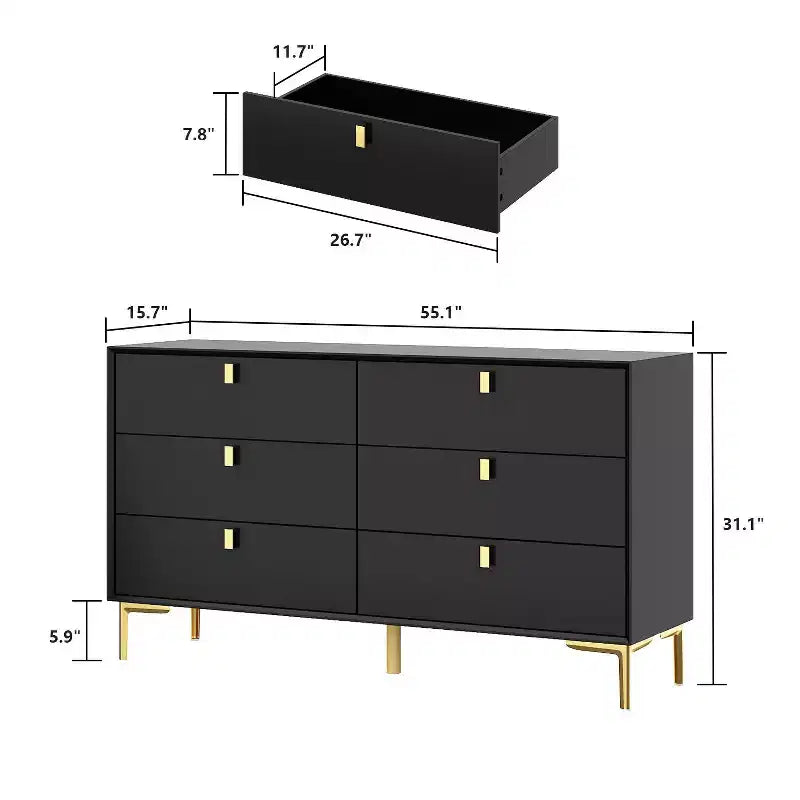 Commode de rangement Famapy à 6 tiroirs, commode moderne