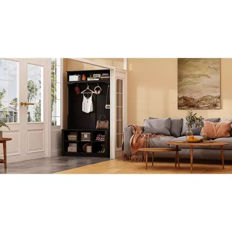 Meuble d'entrée Famapy, banc de rangement et étagère à chaussures