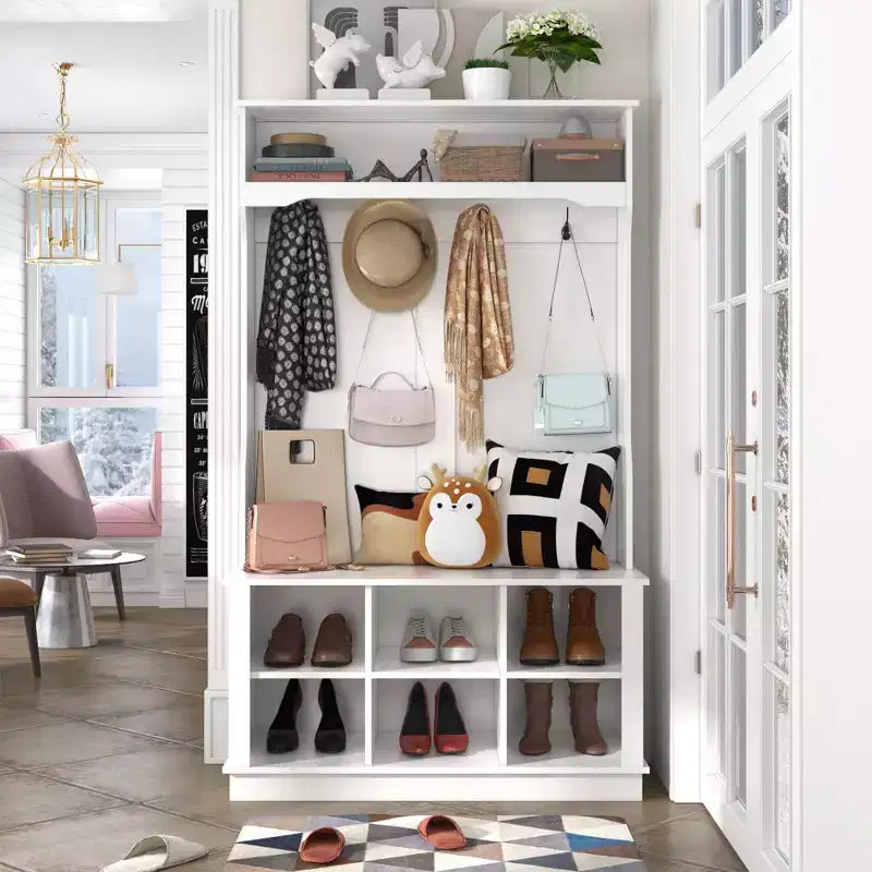 Meuble d'entrée Famapy, banc de rangement et étagère à chaussures