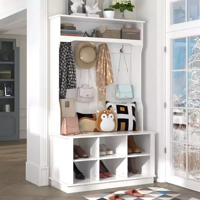 Meuble d'entrée Famapy, banc de rangement et étagère à chaussures