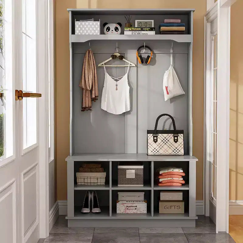 Famapy Entryway Hall Tree Storage Bench Shoe Rack