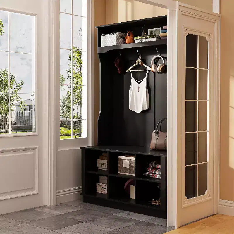 Meuble d'entrée Famapy, banc de rangement et étagère à chaussures