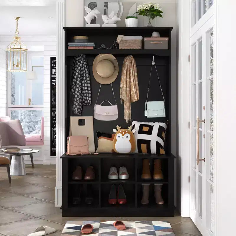 Meuble d'entrée Famapy, banc de rangement et étagère à chaussures