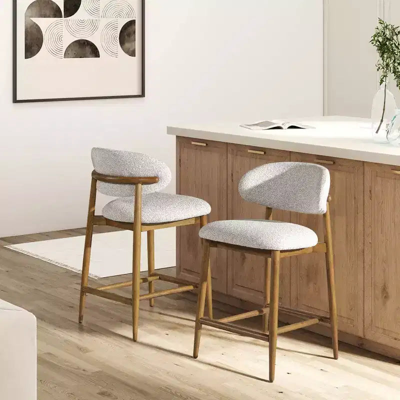 Tabouret de comptoir moderne tapissé Jennifer Taylor Home Locke 26,5 po avec cadre en bois