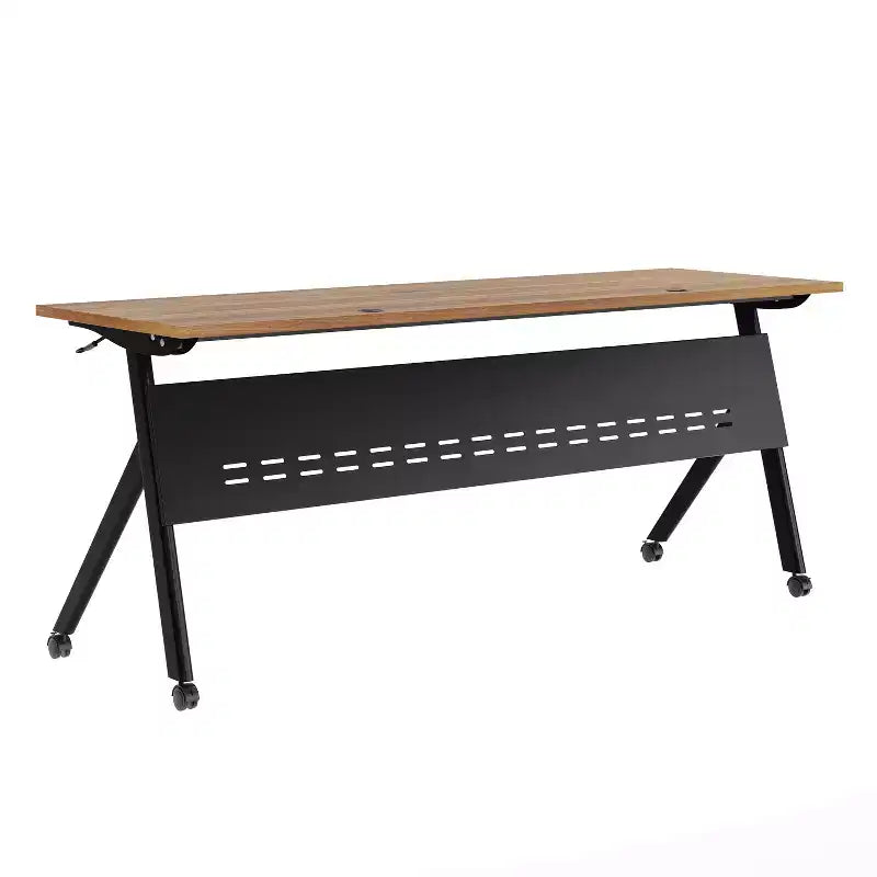 Table de formation rabattable robuste Emma et Oliver avec design emboîtable, panneau d'intimité, pieds en Y, plateau, cadre métallique