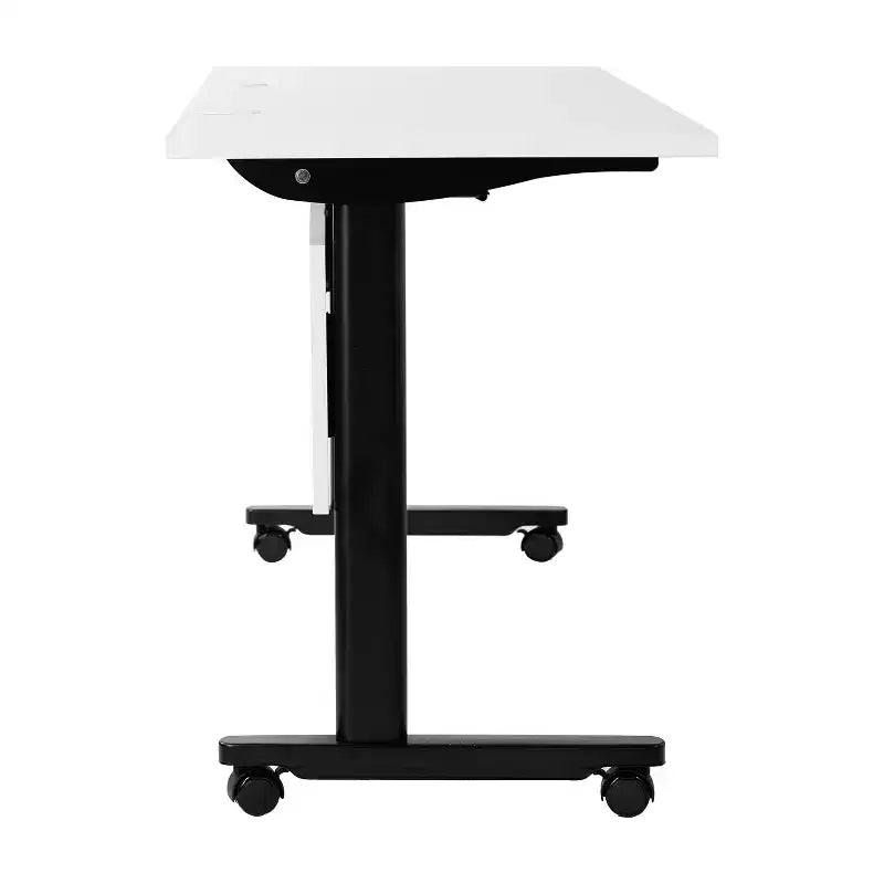 Table de formation rabattable robuste Emma et Oliver avec conception emboîtable, panneau d'intimité, pieds en T, plateau de table, cadre en métal