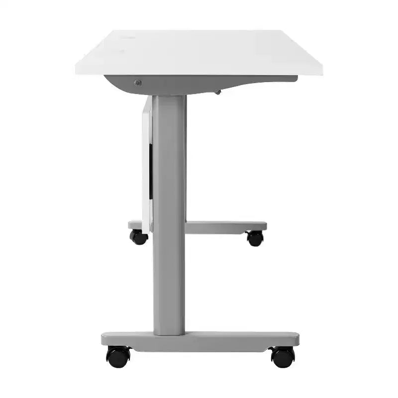 Table de formation rabattable robuste Emma et Oliver avec conception emboîtable, panneau d'intimité, pieds en T, plateau de table, cadre en métal