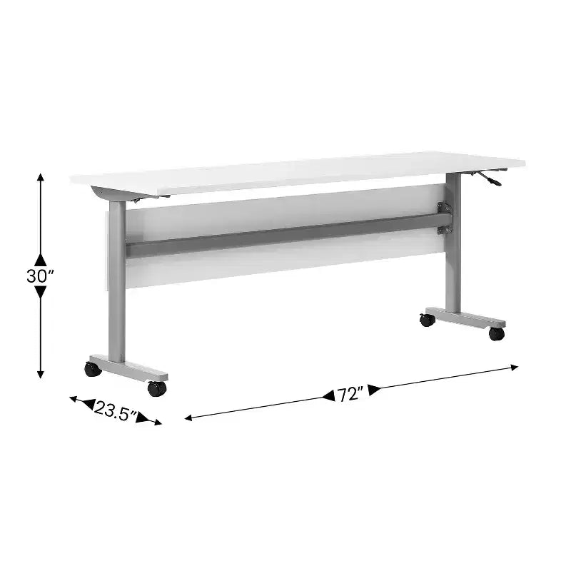 Table de formation rabattable robuste Emma et Oliver avec conception emboîtable, panneau d'intimité, pieds en T, plateau de table, cadre en métal