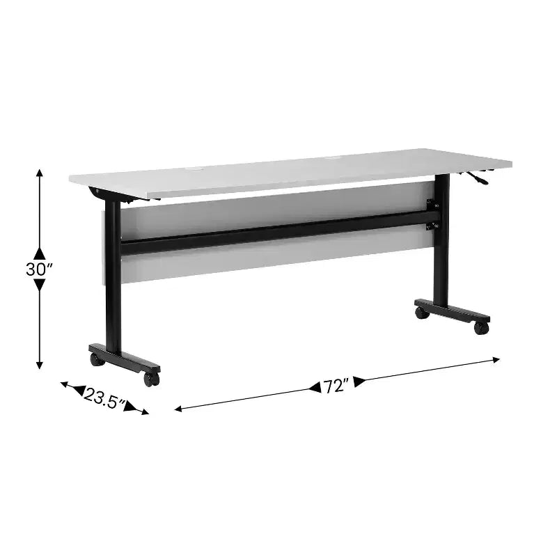 Table de formation rabattable robuste Emma et Oliver avec conception emboîtable, panneau d'intimité, pieds en T, plateau de table, cadre en métal