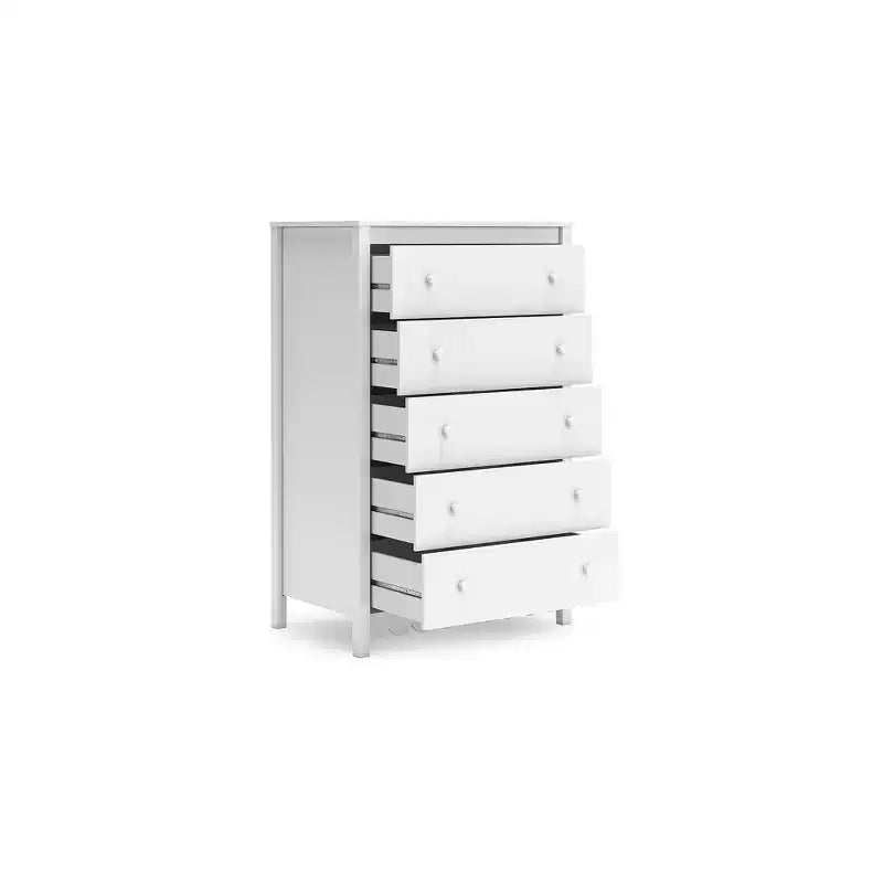 Signature Design by Ashley Hallityn Commode haute à 5 tiroirs, Blanc