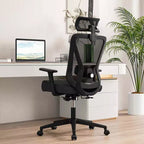Chaise de bureau ergonomique Costway avec support lombaire réglable, fonction d'inclinaison et appuie-tête, noir