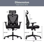 Chaise de bureau ergonomique Costway avec support lombaire réglable, fonction d'inclinaison et appuie-tête, noir