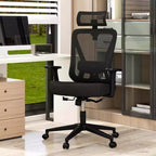 Chaise de bureau ergonomique Costway avec support lombaire réglable, fonction d'inclinaison et appuie-tête, noir