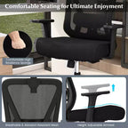 Chaise de bureau ergonomique Costway avec support lombaire réglable, fonction d'inclinaison et appuie-tête, noir