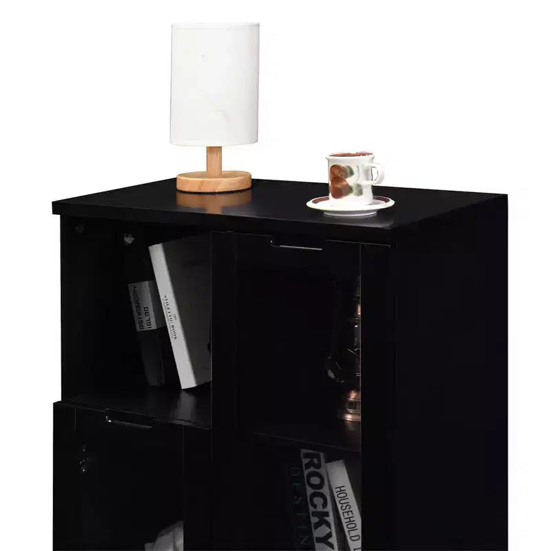 Meuble de rangement moderne avec 2 portes vitrées et 2 compartiments de rangement, meuble bas autoportant avec étagères réglables pour salon, salle de bain, cuisine