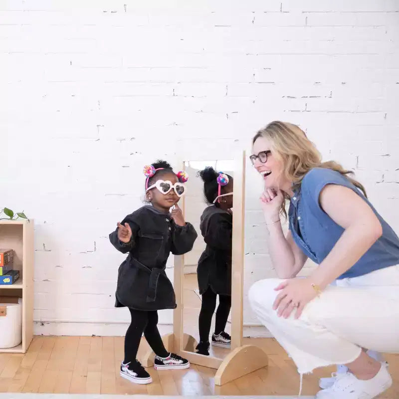 Miroir bidirectionnel simple face en bois pour tout-petits ECR4Kids, mobilier pour enfants