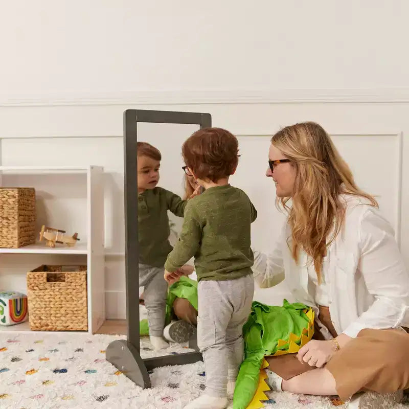 Miroir bidirectionnel simple face en bois pour tout-petits ECR4Kids, mobilier pour enfants