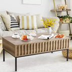 Table basse relevable WhizMax, table basse moderne du milieu du siècle, table basse en bois de style rustique avec compartiment de rangement caché