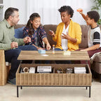 Table basse relevable WhizMax, table basse moderne du milieu du siècle, table basse en bois de style rustique avec compartiment de rangement caché