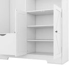 Meuble d'entrée 5 en 1 ModernLuxe de 52,7 po avec 7 crochets, armoire à chaussures et banc de rangement pour entrée, porte-manteau moderne avec étagères de rangement 4Q