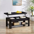 VECELO Coffee Table Lift Top Coffee Tables with Hidden Compartment and Storage Shelf Dining Table for Living Room