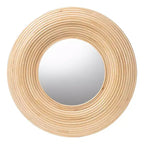 bali & pari Drucilla Miroir Mural Rond d'Appoint en Rotin Naturel Marron, Style Bohème Moderne