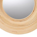 bali & pari Drucilla Miroir Mural Rond d'Appoint en Rotin Naturel Marron, Style Bohème Moderne