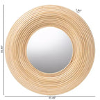 bali & pari Drucilla Miroir Mural Rond d'Appoint en Rotin Naturel Marron, Style Bohème Moderne