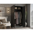 Palace Imports Armoire Urbaine 2 Portes 100% Bois Massif avec Portes Pleines et Miroirs