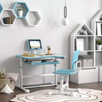 Ensemble bureau et chaise pour enfants Qaba, ensemble bureau et chaise d'étude réglable en hauteur avec plateau inclinable et rangement pour l'écriture, la lecture et le dessin