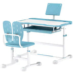 Ensemble bureau et chaise pour enfants Qaba, ensemble bureau et chaise d'étude réglable en hauteur avec plateau inclinable et rangement pour l'écriture, la lecture et le dessin
