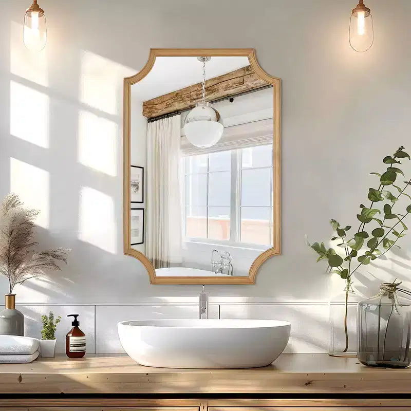 Miroir mural WallBeyond Farm en bois naturel