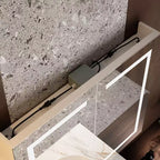 Armoire de toilette Famapy blanche antibuée avec éclairage et deux portes miroir