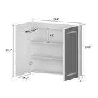 Armoire de toilette Famapy blanche antibuée avec éclairage et deux portes miroir