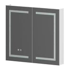 Armoire de toilette Famapy blanche antibuée avec éclairage et deux portes miroir