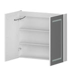 Armoire de toilette Famapy blanche antibuée avec éclairage et deux portes miroir