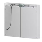 Armoire de toilette Famapy blanche antibuée avec éclairage et deux portes miroir