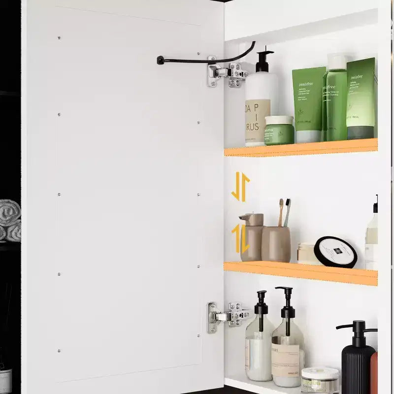 Armoire de toilette Famapy blanche antibuée avec éclairage et deux portes miroir