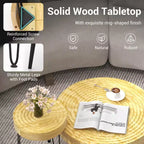 Costway Table Basse Ronde de Ferme, Ensemble de 2 Tables d'Appoint Finition Naturelle pour Salon Marron/Naturel