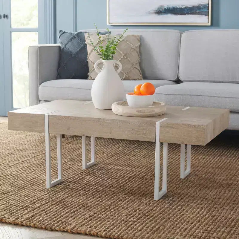 Table basse Aberton - COF7009A - Naturel/Blanc - Safavieh