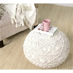 Repose-pieds pouf tissé naturel